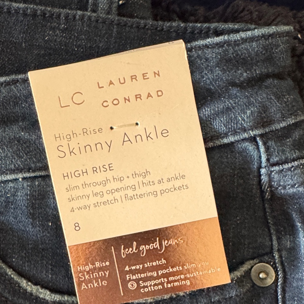 LC Lauren Conrad High-Rise Skinny Ankle Jeans - Deep Blue
